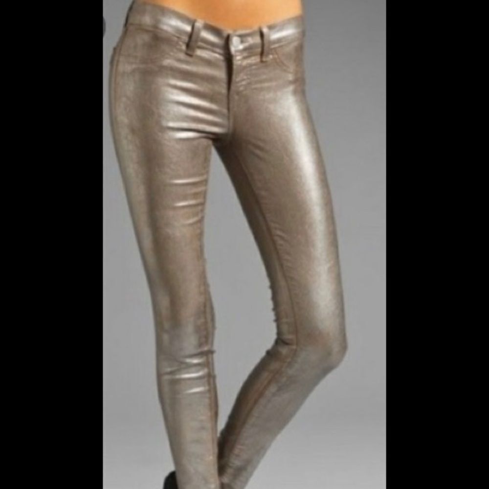 J Brand metallic super skinny coated jeans 25